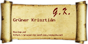 Grüner Krisztián névjegykártya